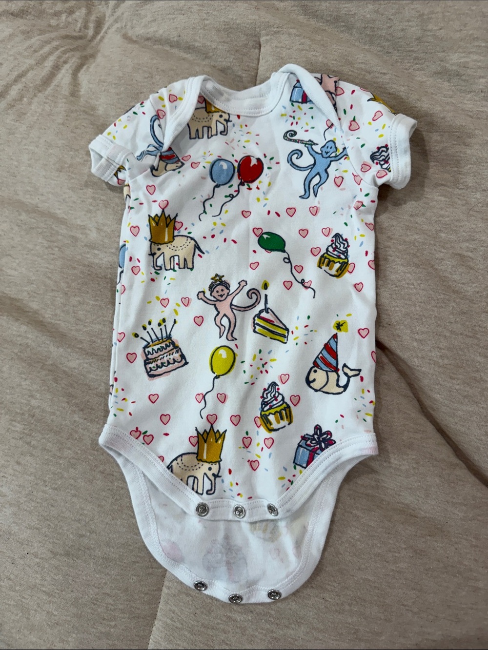 Roller Rabbit baby Party Print One-Piece Bodysuit - White with Multicolor Design